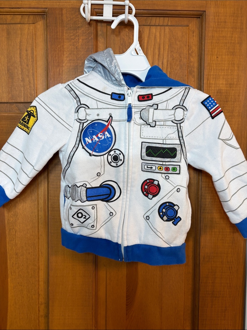 NASA 3T hoodie with metallic “helmet” hood.